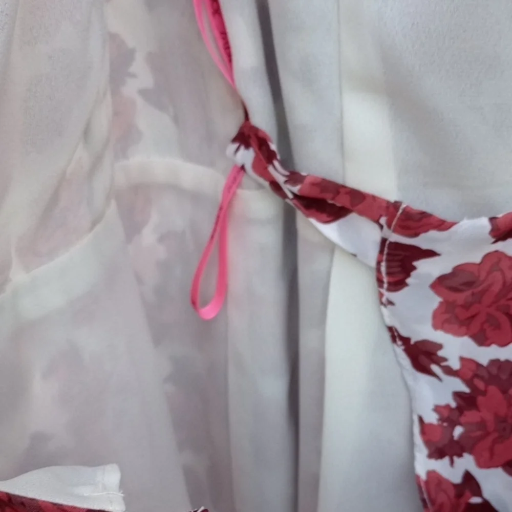 Betsey Johnson White and‎ Red Floral High Low Dress